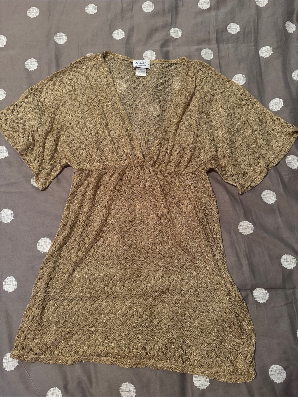 Jordan Taylor Metallic Crochet Overlay Tunic - Gold